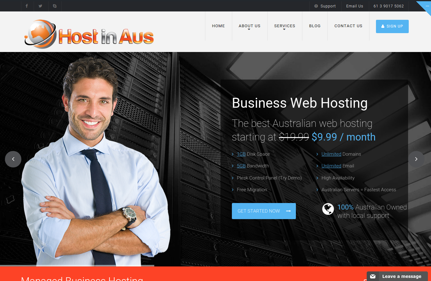 Host in Aus Site Screenshot